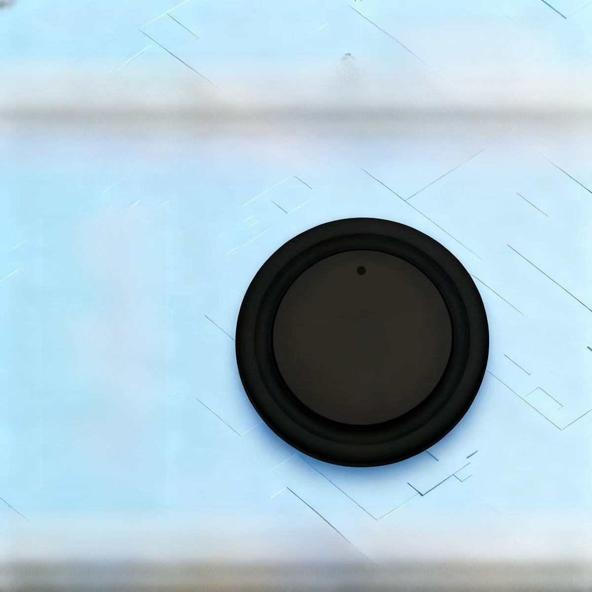 Compact white Bluetooth pet locator tag with silicone case, product image 1