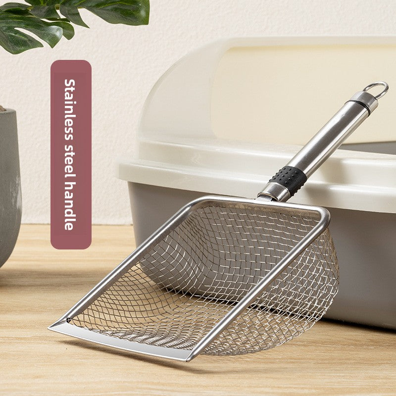Stainless Steel Cat Litter Scoop with Fine Mesh, Handle Options
