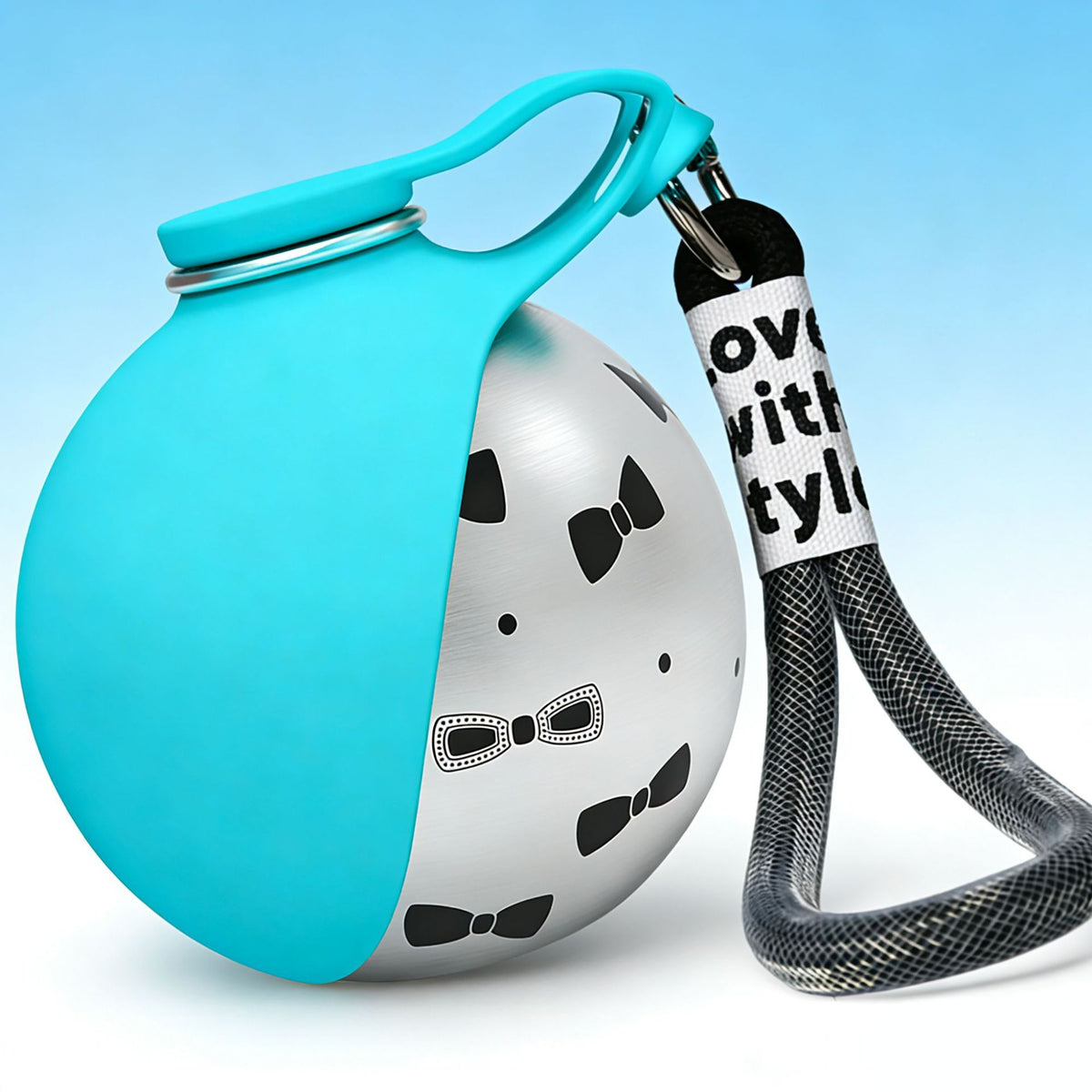 Collapsible Silicone Pet Water Bottle with Stainless Steel Interior and Carry Hook
