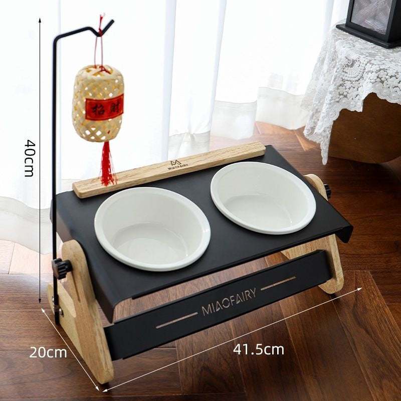 Adjustable Height Ceramic Pet Feeding Bowl with Metal Stand for Cats and Dogs