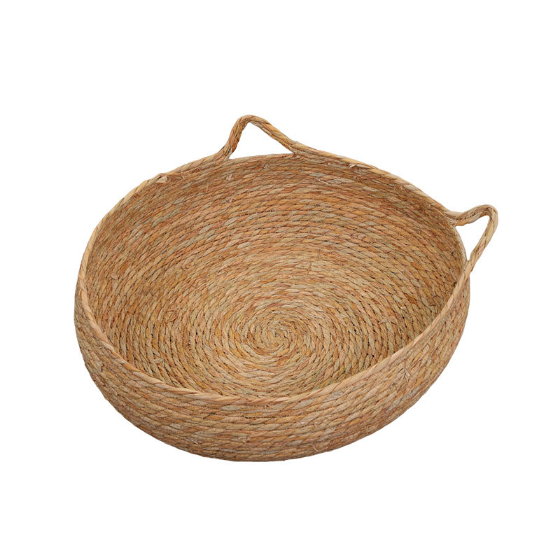 Handwoven grass and cotton linen cat nest with scratch pad, product image 4