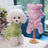 Thick fleece four-leg dog onesie in Sapphire, close-up detail