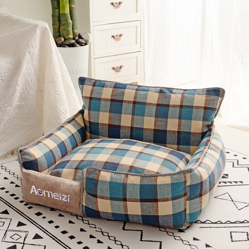 Check pattern pet nest bed with removable washable cover, photo 48 of 77