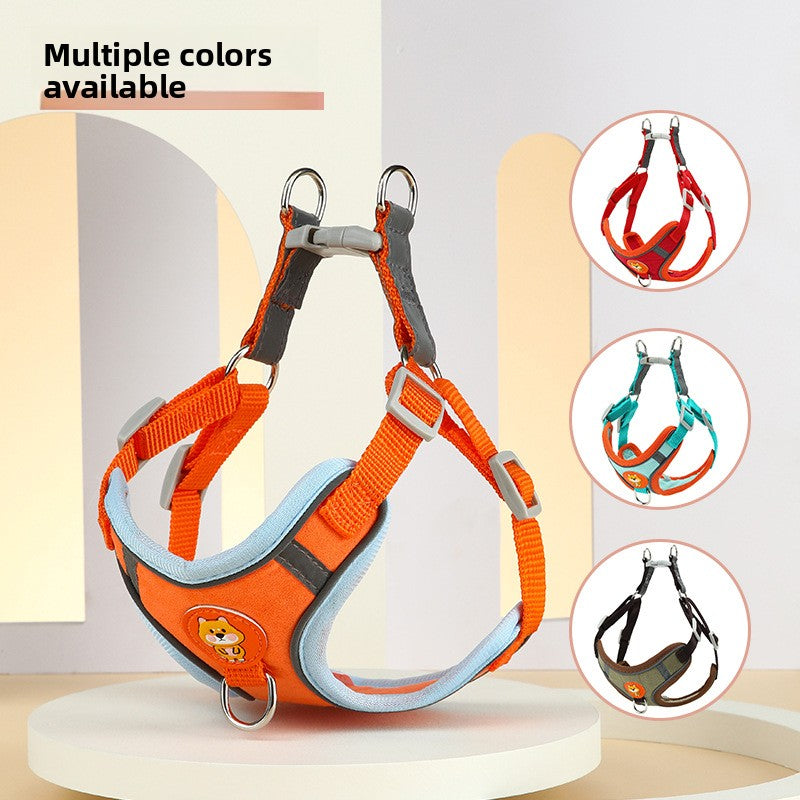 Reflective vest harness and lead for small dogs, available from Pet Royale UK