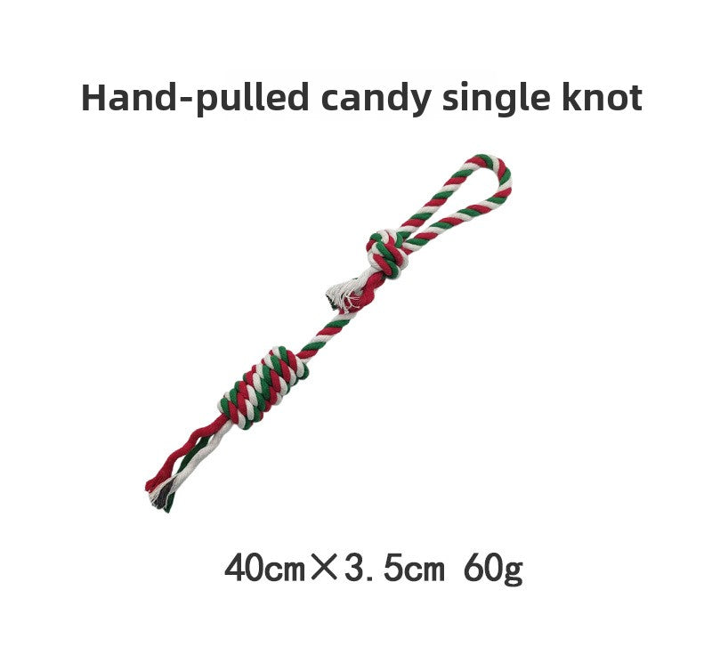Christmas cotton rope dog toy set with knots for chewing and tug - view 15