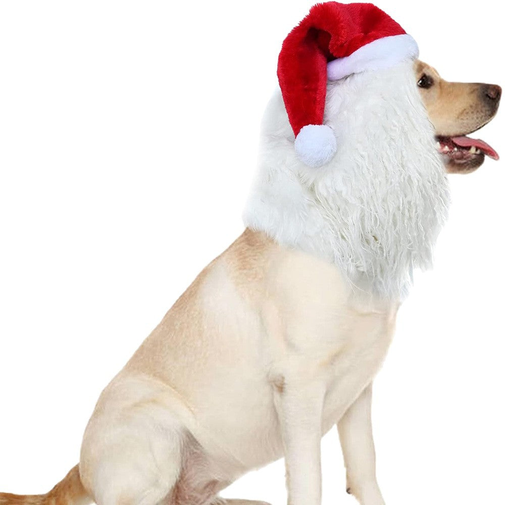 Lion mane and Christmas hat pet costume, detail photo 5