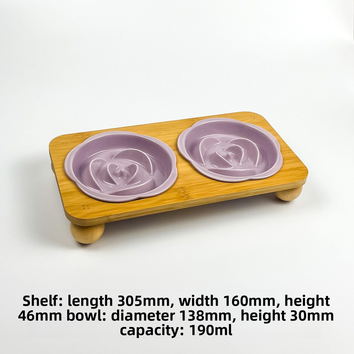 Slanted Ceramic Cat Bowl with Flower Design and Optional Stand for Neck Comfort