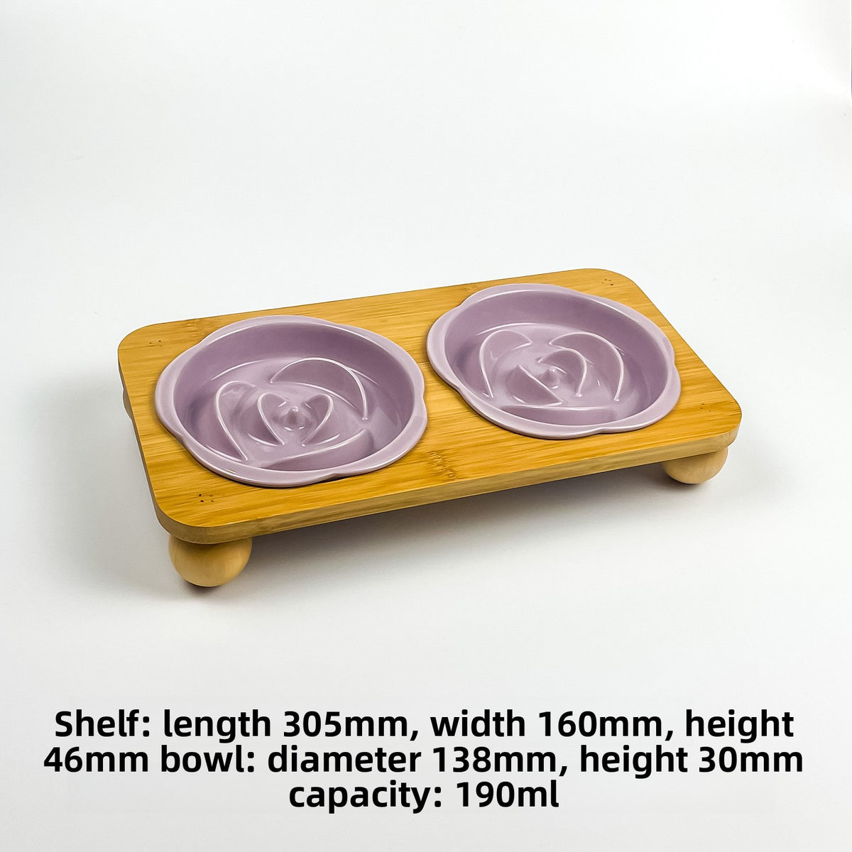 Slanted Ceramic Cat Bowl with Flower Design and Optional Stand for Neck Comfort