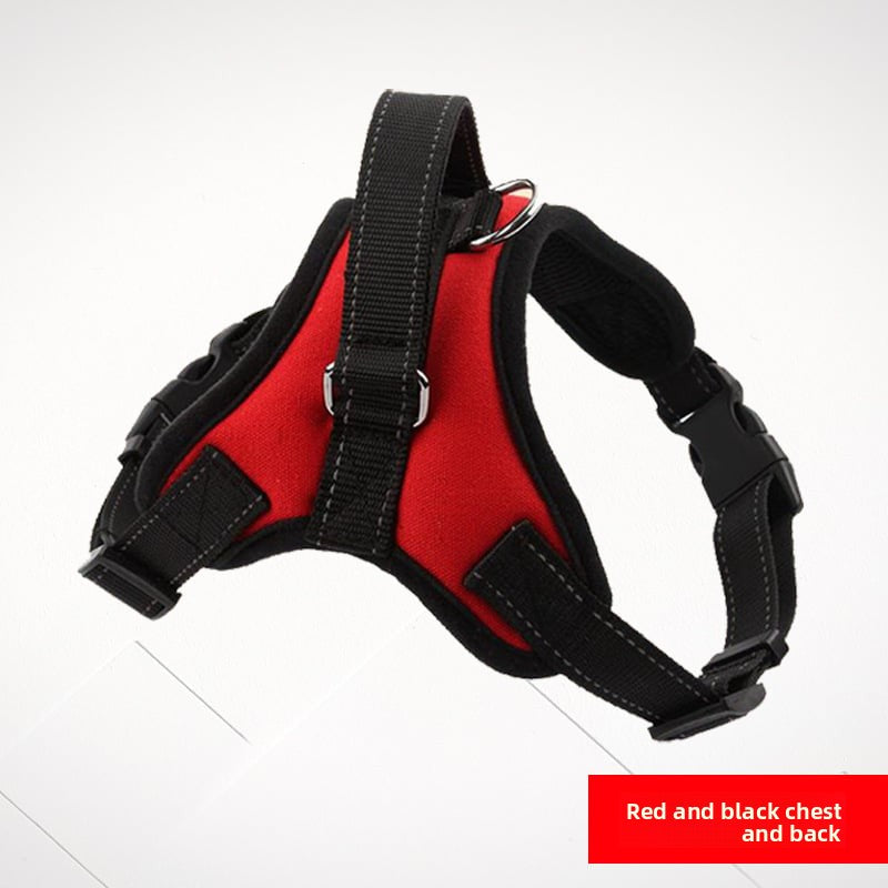Padded cloth dog harness with Union Jack design in Black, close-up detail