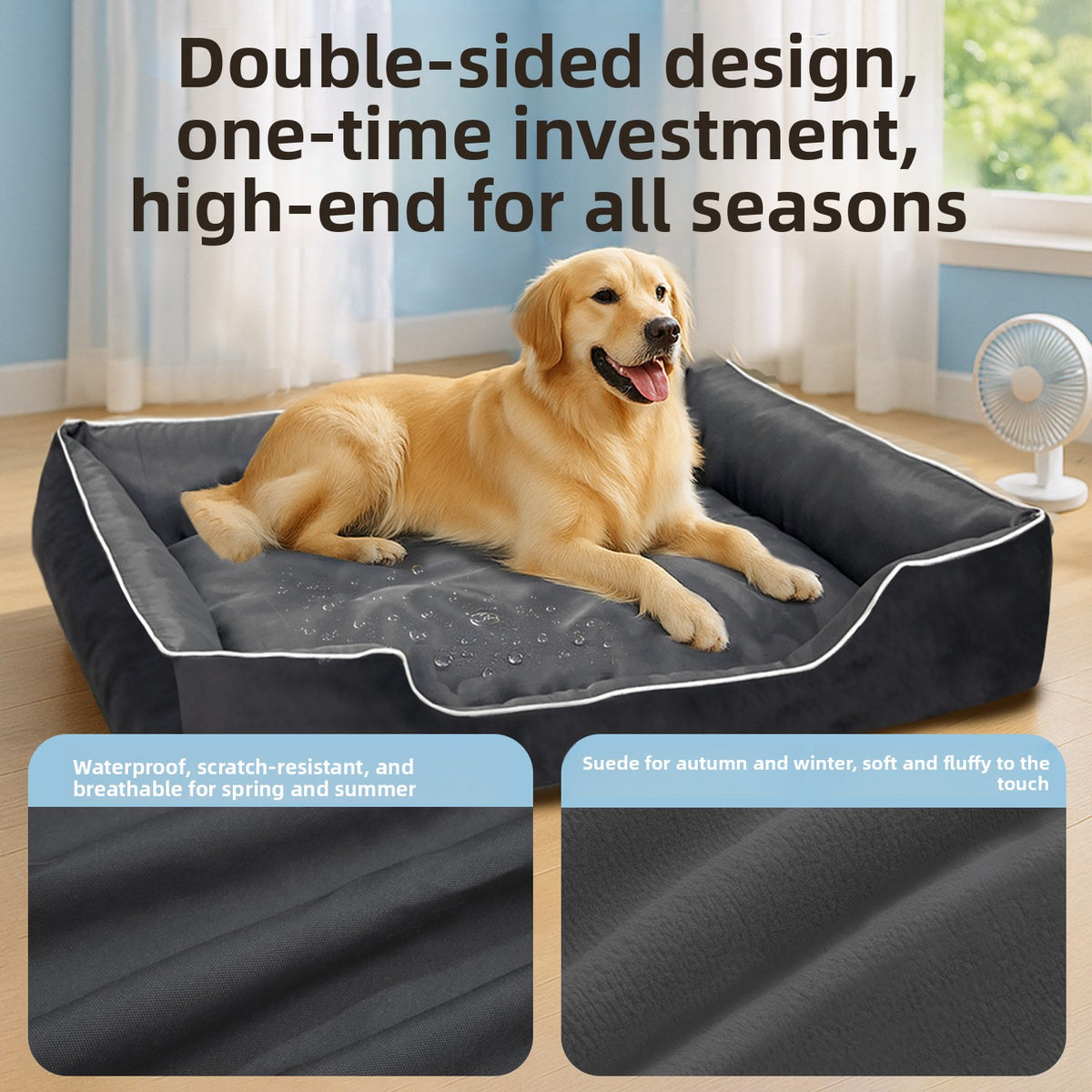 Waterproof Oxford dog crate mat with soft velvet top, photo 3 of 68