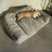 Soft PP cotton dog bed in grey, extra detail view