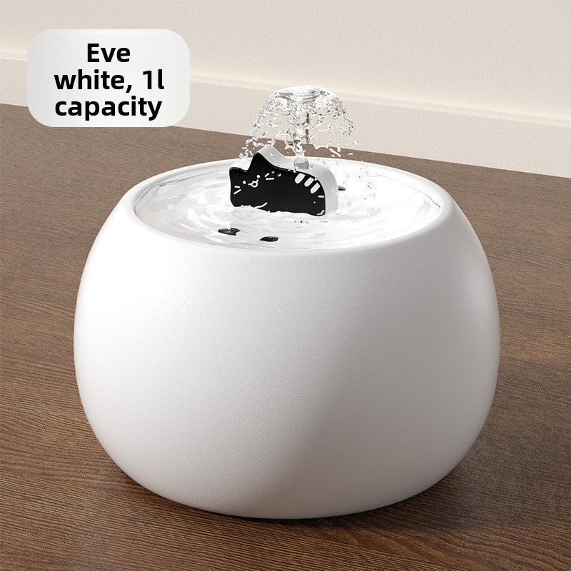 Ceramic Pet Water Fountain with Automatic Circulation and Kitten or Big Eyes Design