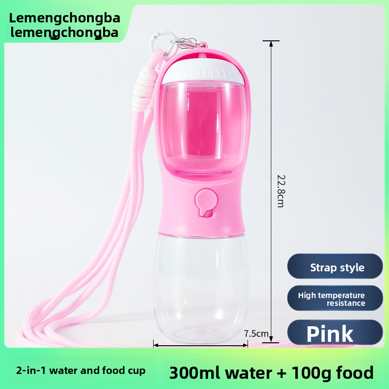 2-in-1 Portable Pet Water Bottle and Food Container for Walks, Leak-Proof Design