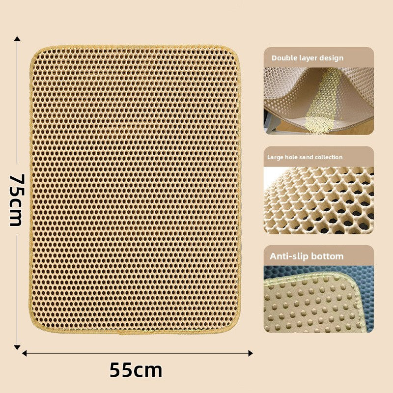Washable Double Layer Cat Litter Mat, Anti-Tracking Floor Guard