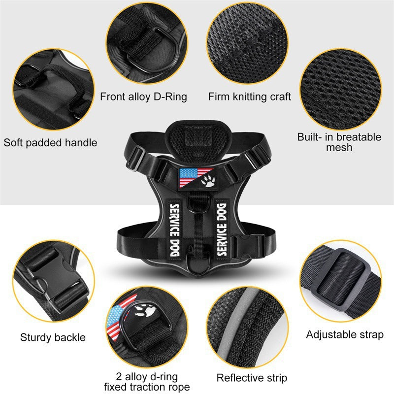 Reflective tactical dog harness and lead set in 11 colour options