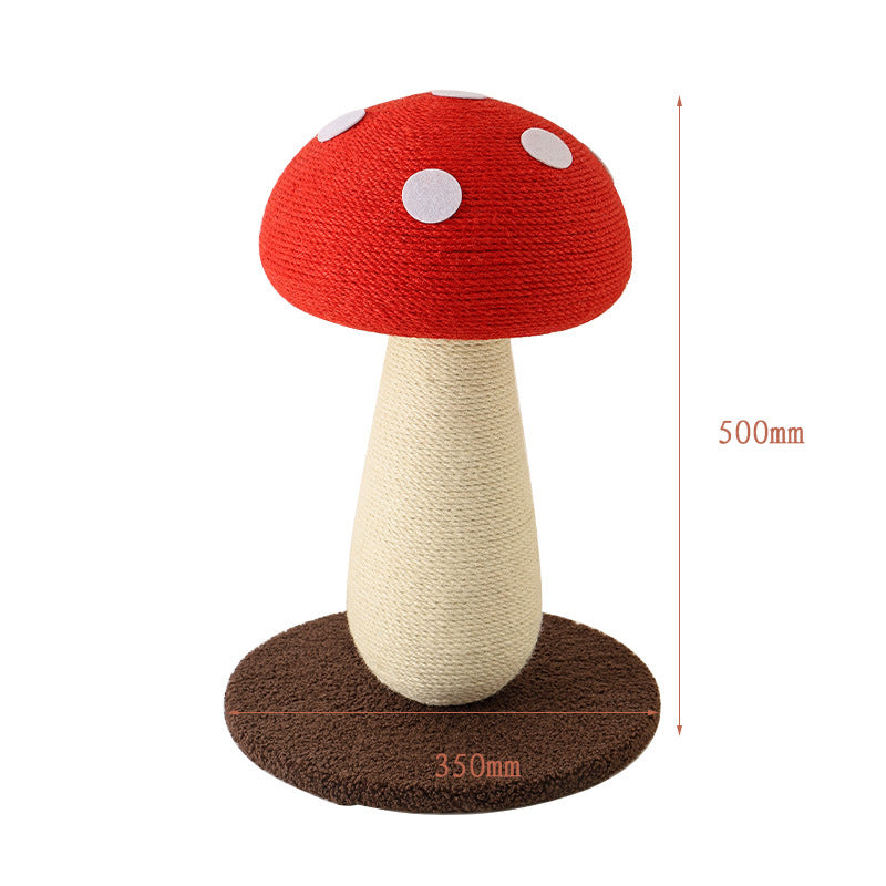 Red mushroom cat scratching post with hanging ball, photo 7 of 12