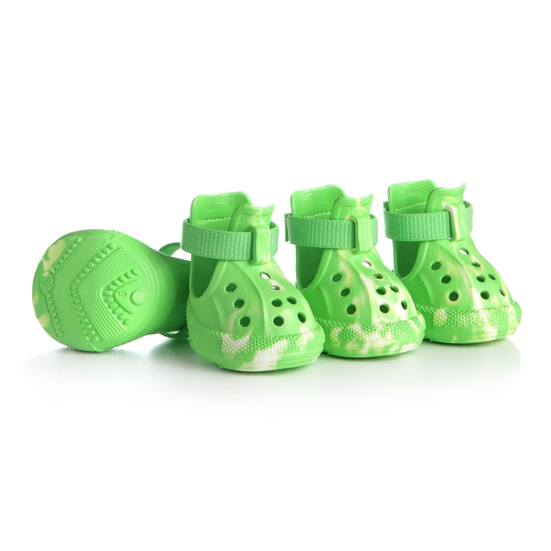 Breathable summer dog shoes with non-slip soles in Blue, side view