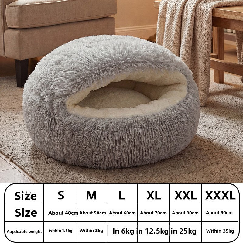Grey bear paw shaped round plush pet bed, view 30