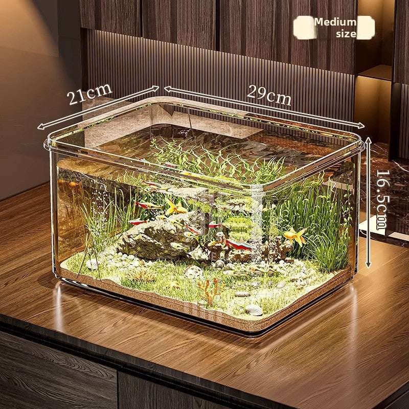 Clear shatterproof PET desktop fish tank for small fish, view 5