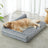 Light grey large dog sofa bed with bolster sides and removable cover, photo 3