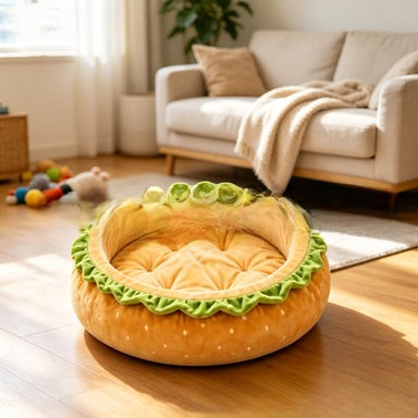 Soft warm plush dog bed for small dogs and cats, alternative angle view