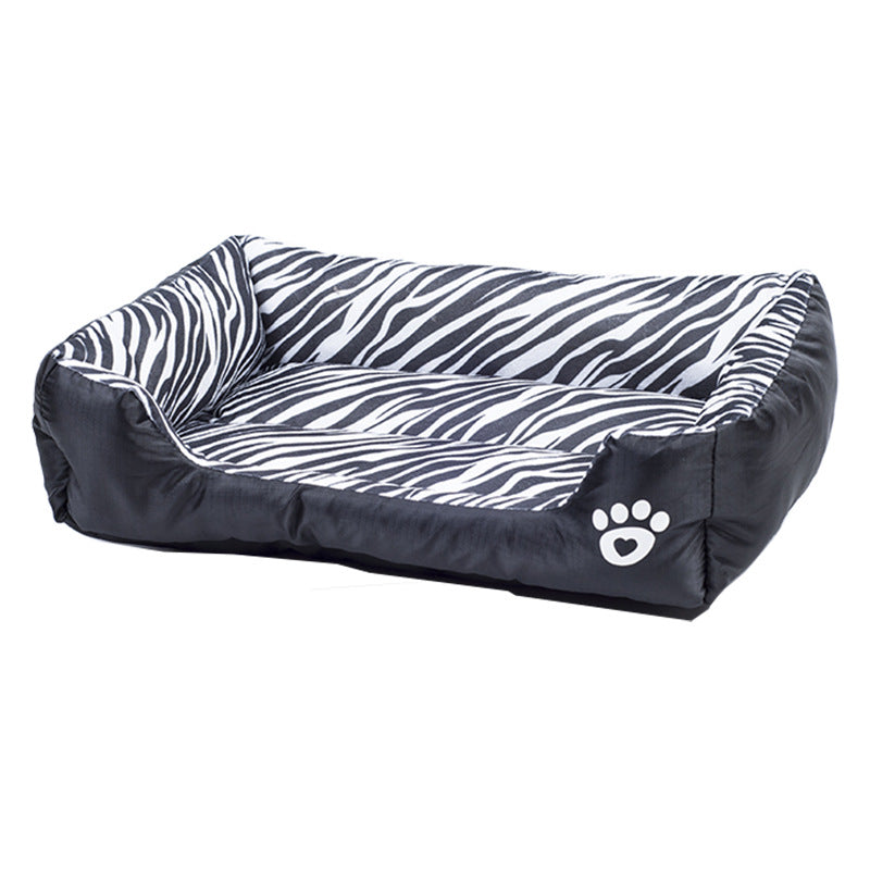 Zebra print dog bed with soft cotton sleeping area