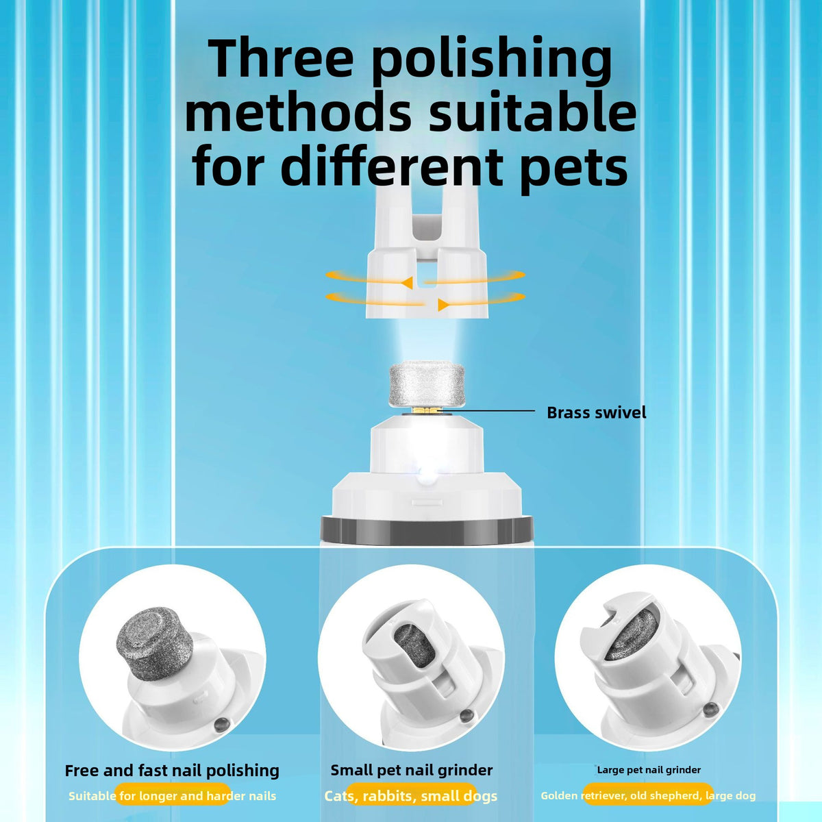 Compact Two-Speed Pet Nail Grinder with LED, Quiet Claw Polisher