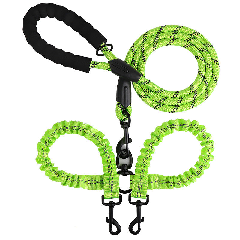 Double ended retractable lead for walking two dogs from one handle