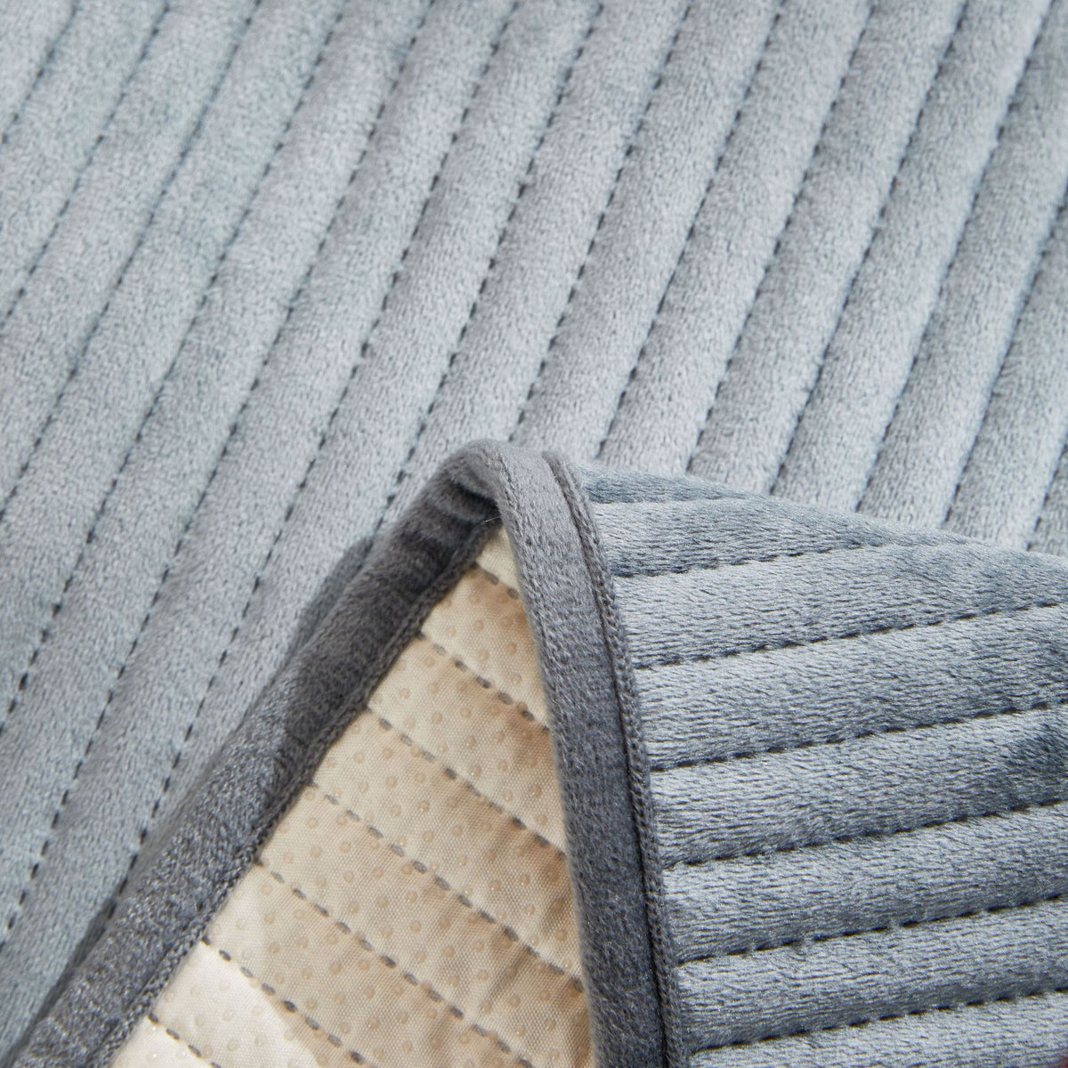Dark grey striped pet sofa cushion mat, view 3