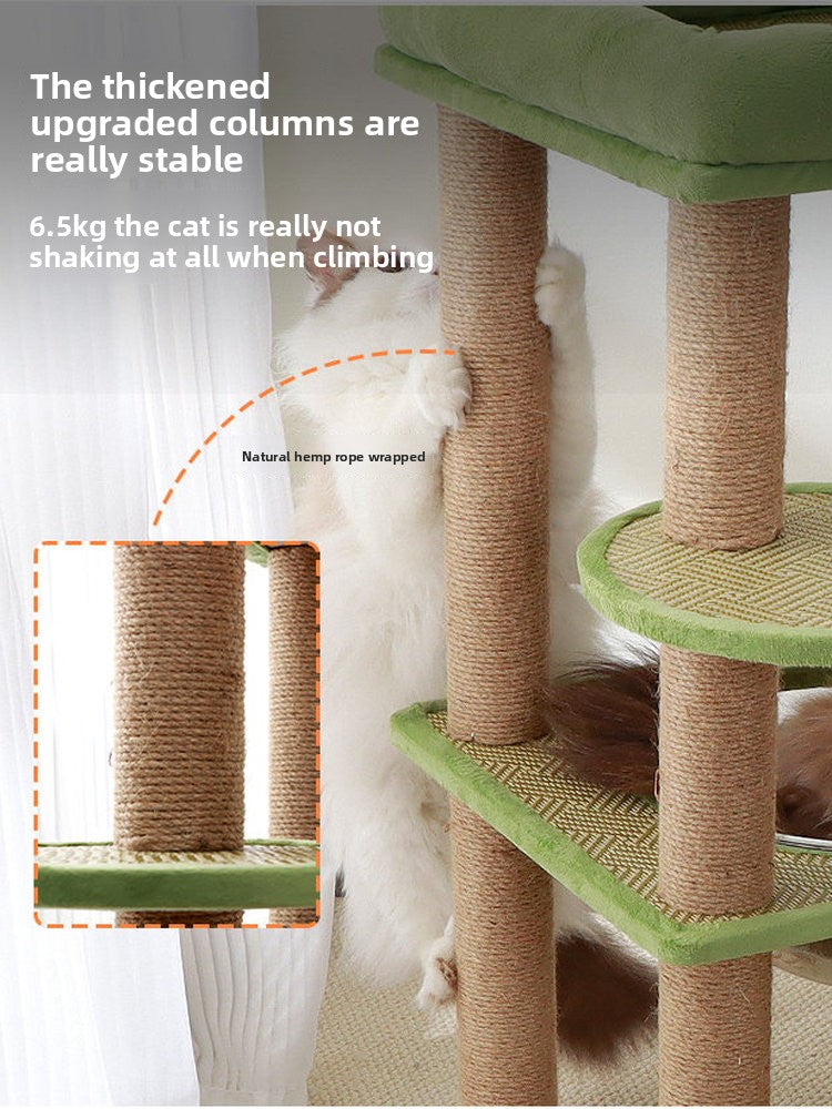 Two-tier oval sisal cat nest and climbing frame, product detail photo