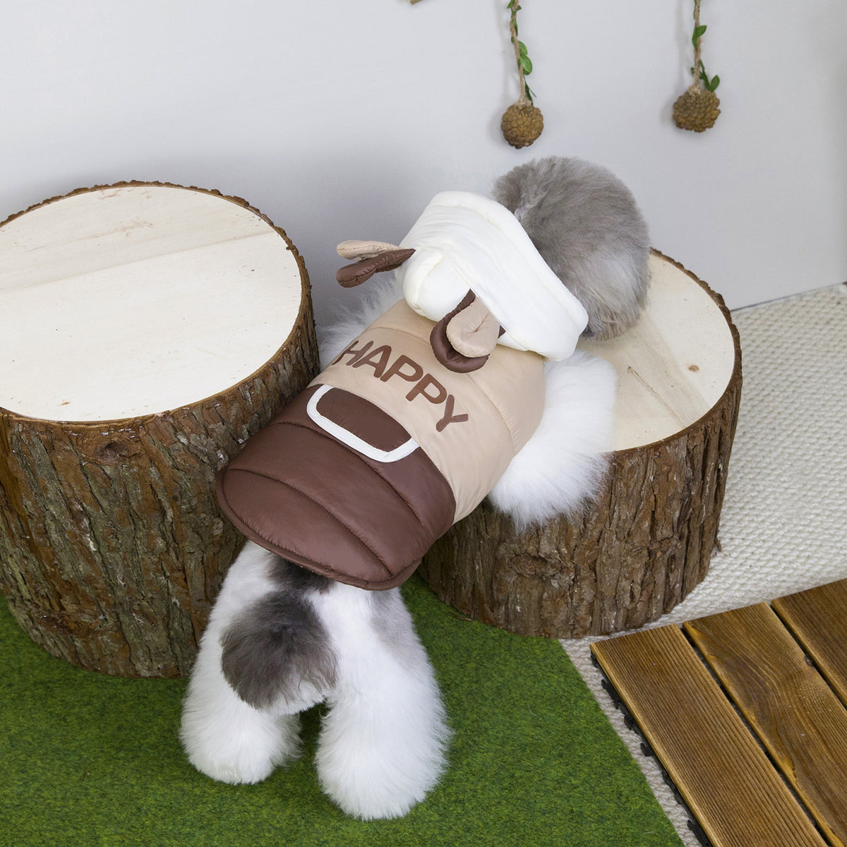 Hooded padded cotton dog coat, available in 2 colours, image 12