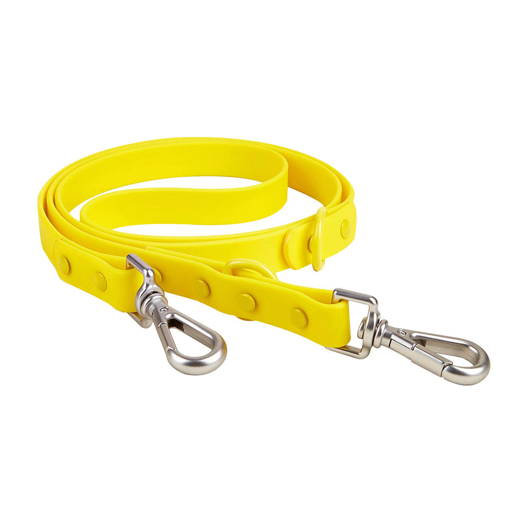 Wipe clean PVC dog collar and lead set shown in several colour options