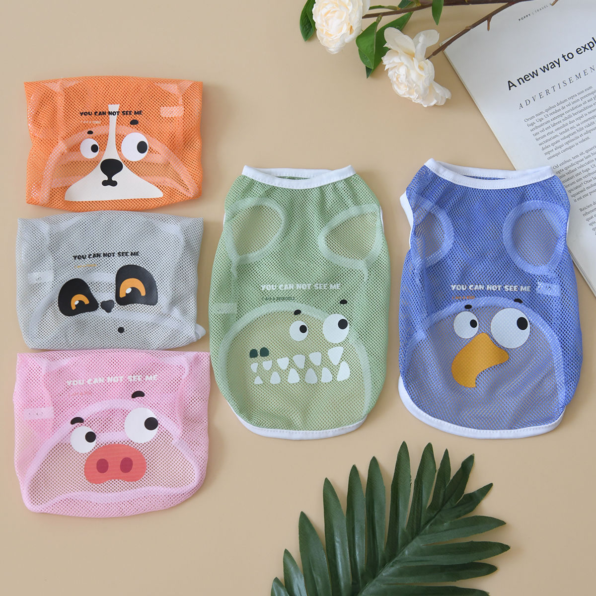 Cool mesh cartoon dog vest, available in 5 colours, image 2