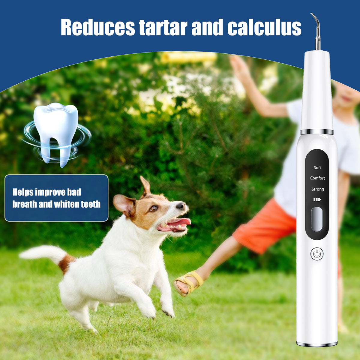 Ultrasonic Dog Tooth Cleaning Set for Home Dental Hygiene, Three-Piece Kit with Travel Box