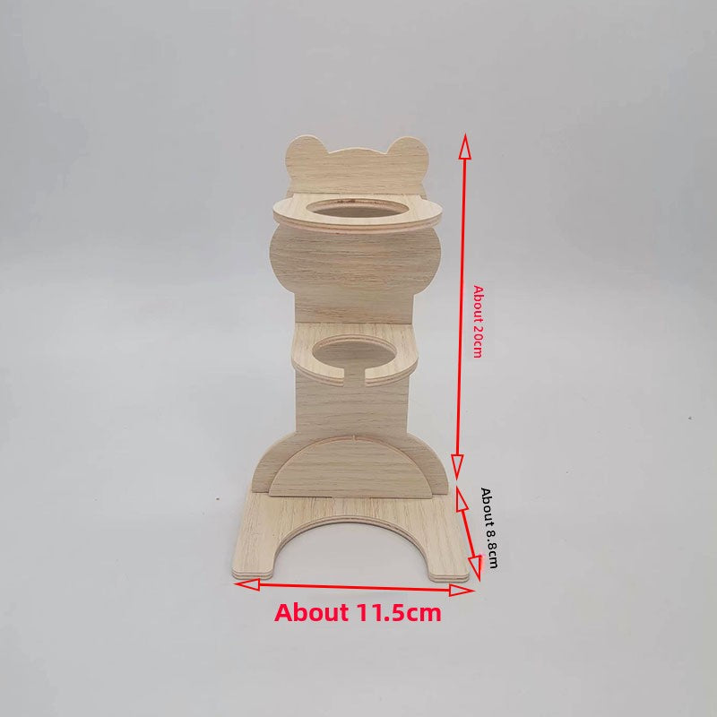 Wooden water bottle stand for hamsters with drinking bottle, view 6