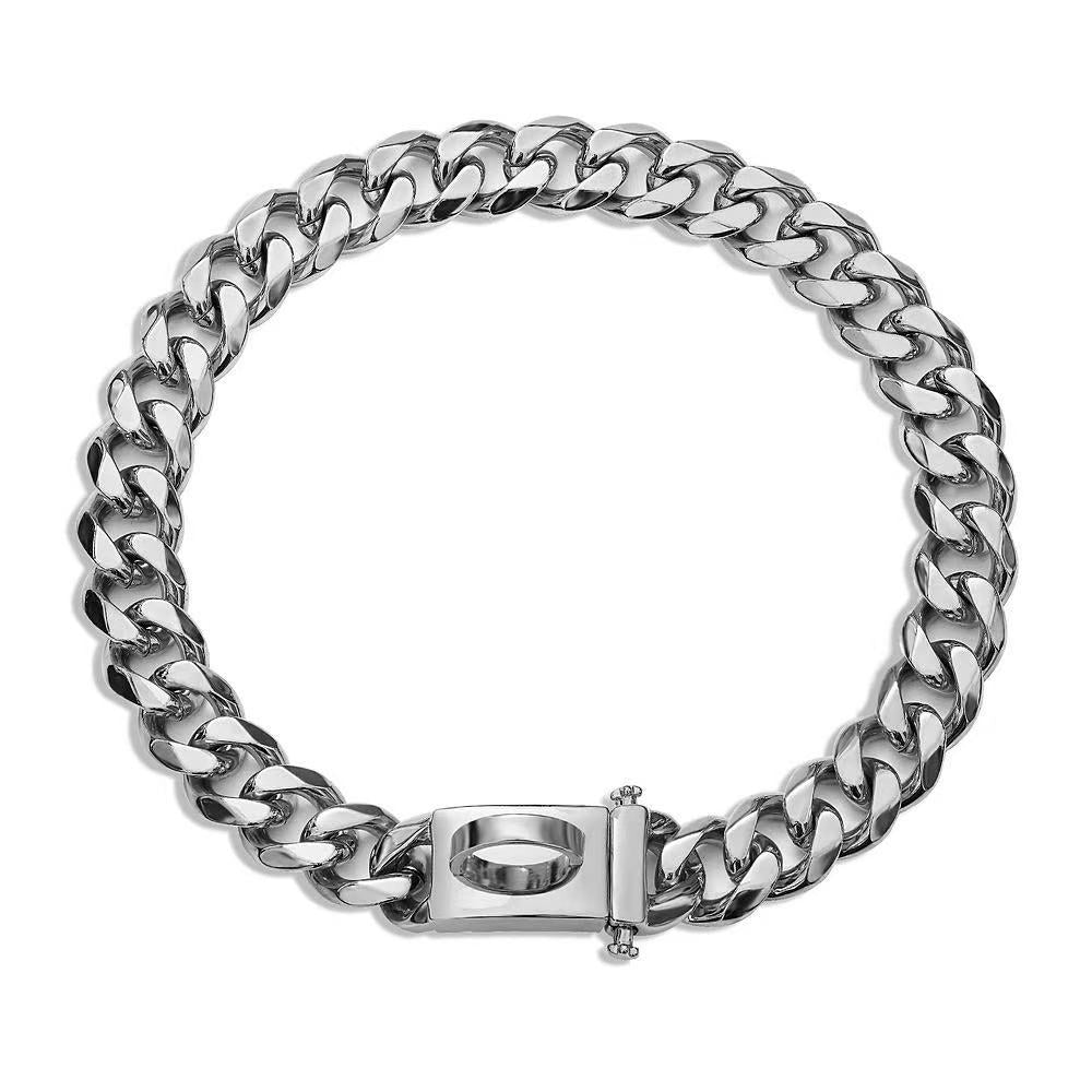 Heavy Cuban chain stainless steel dog collar, 8 sizes available