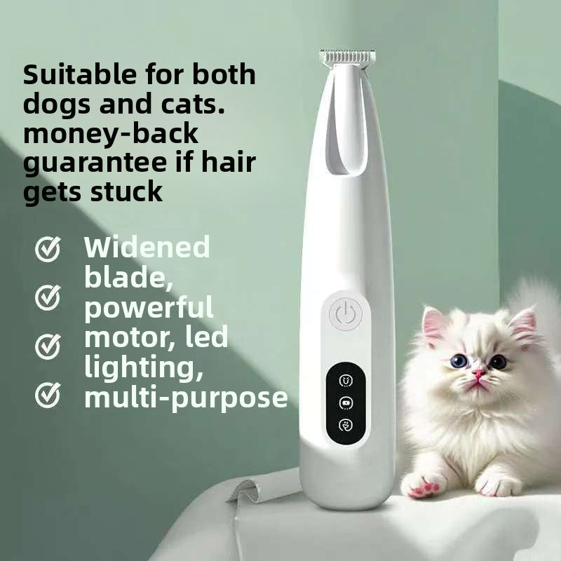 Low Vibration Silent Pet Hair Trimmer with LED Light, Slim Design