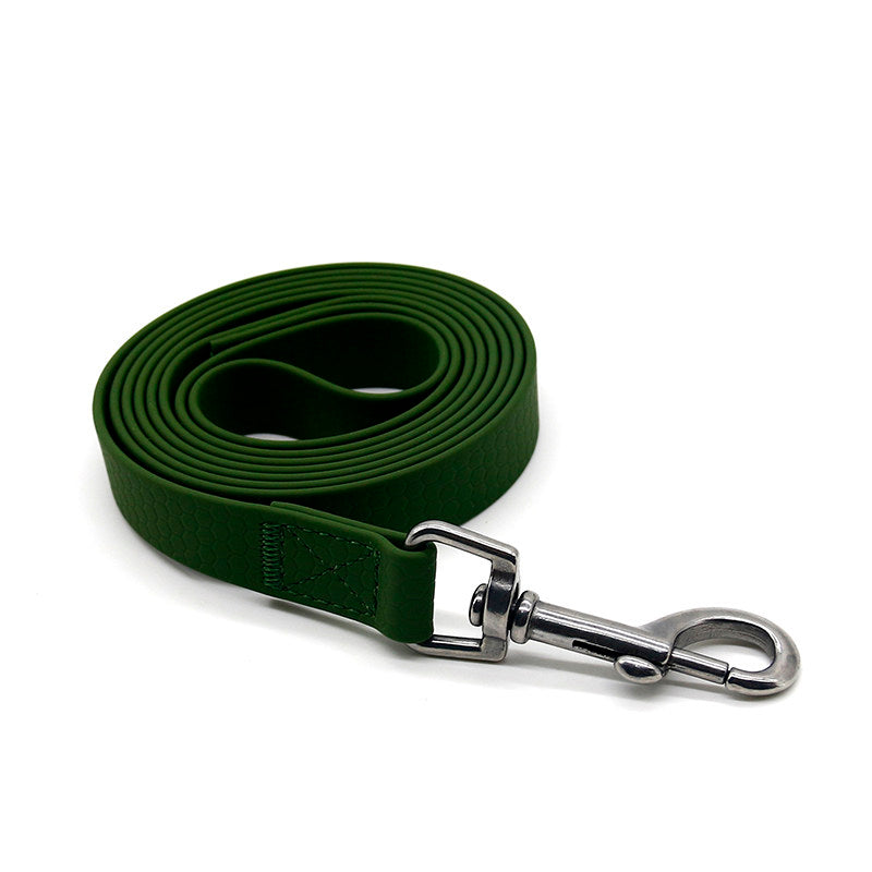 Long line dog leads with reflective stitching in bright colours