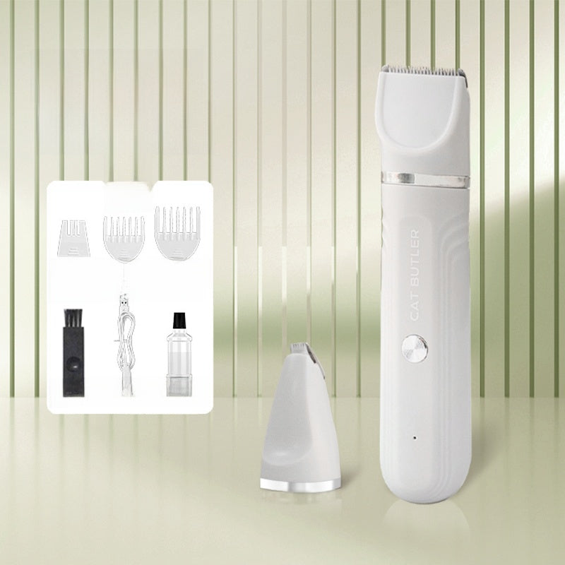 Quiet Cordless Pet Clipper with LED Light and Interchangeable Heads