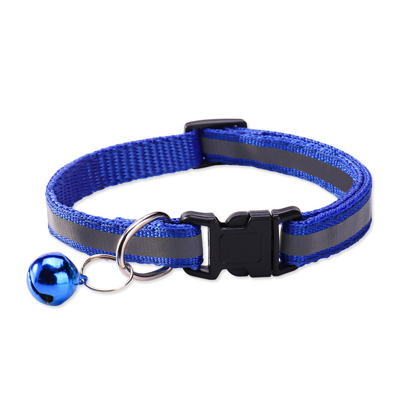 Lightweight reflective cat collars laid out in fourteen bright colours