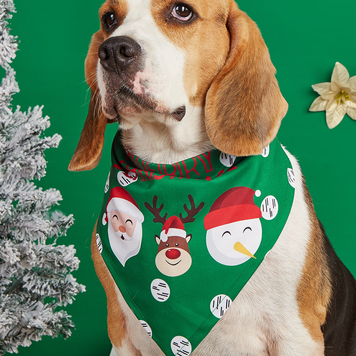Cartoon print pet bandana for dogs and cats in Design 3, side view