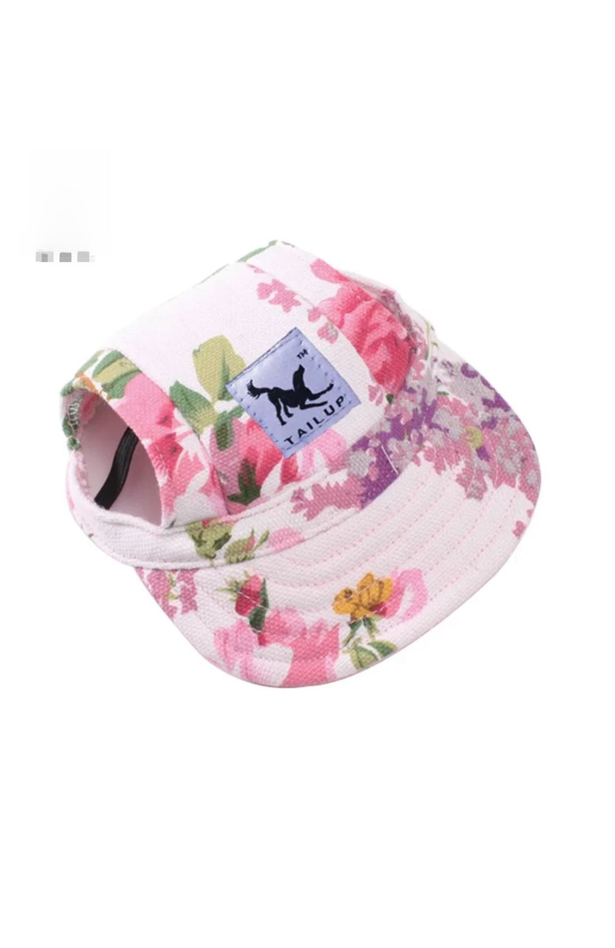 Canvas dog baseball cap for sun protection in Mesh Black, in use with a pet