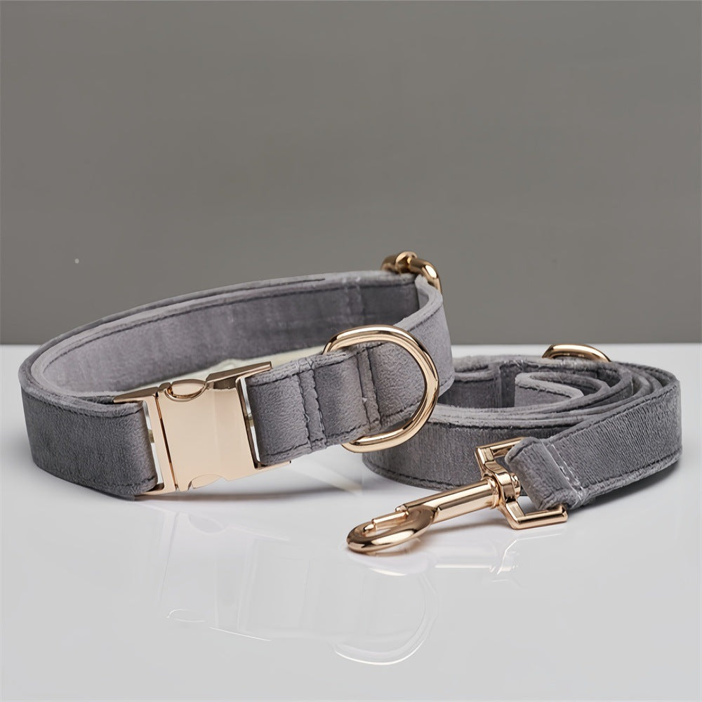Soft velvet dog collar with metal buckle, available from Pet Royale UK