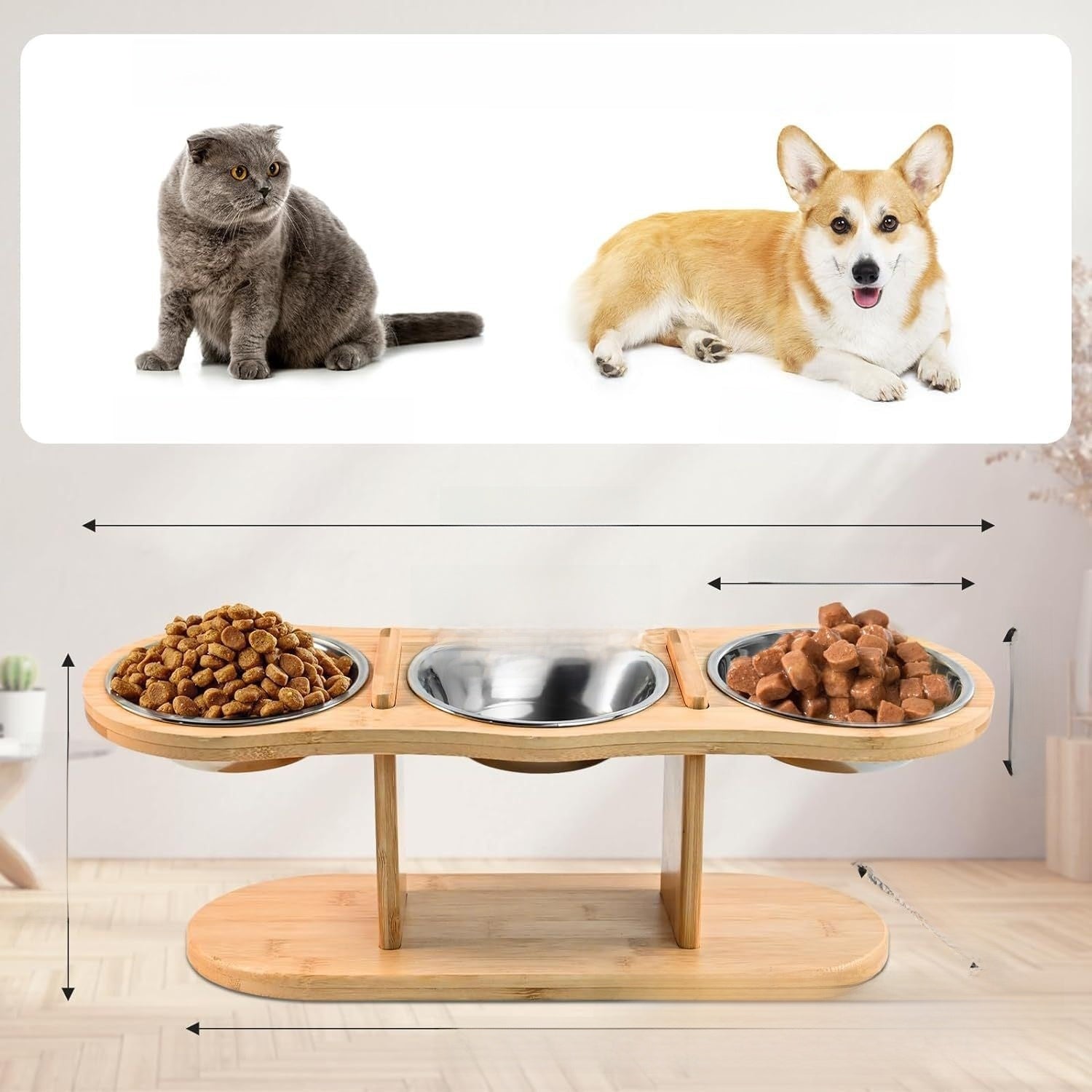 Raised wooden pet bowl stand, detail photo 3