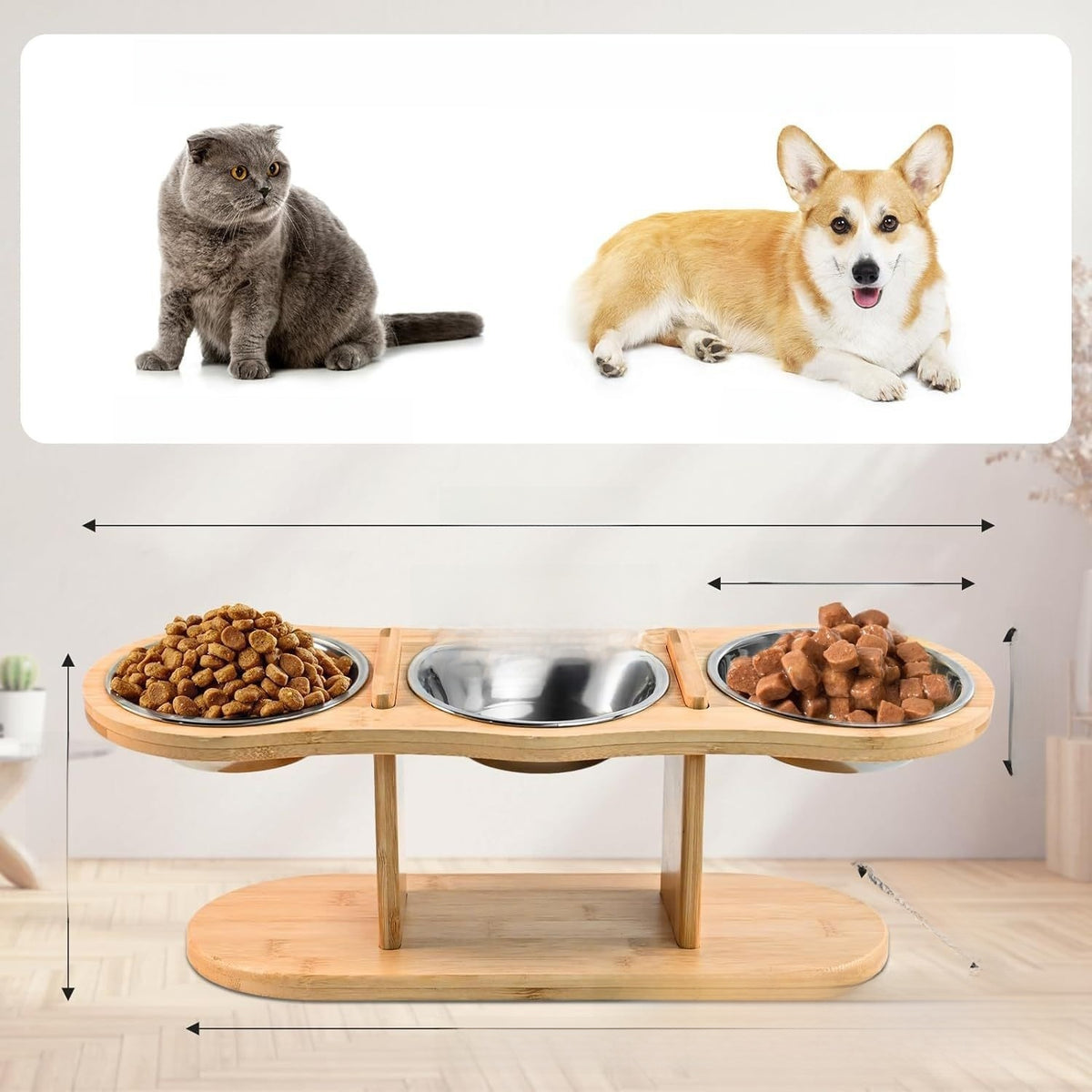 Raised wooden pet bowl stand, detail photo 3