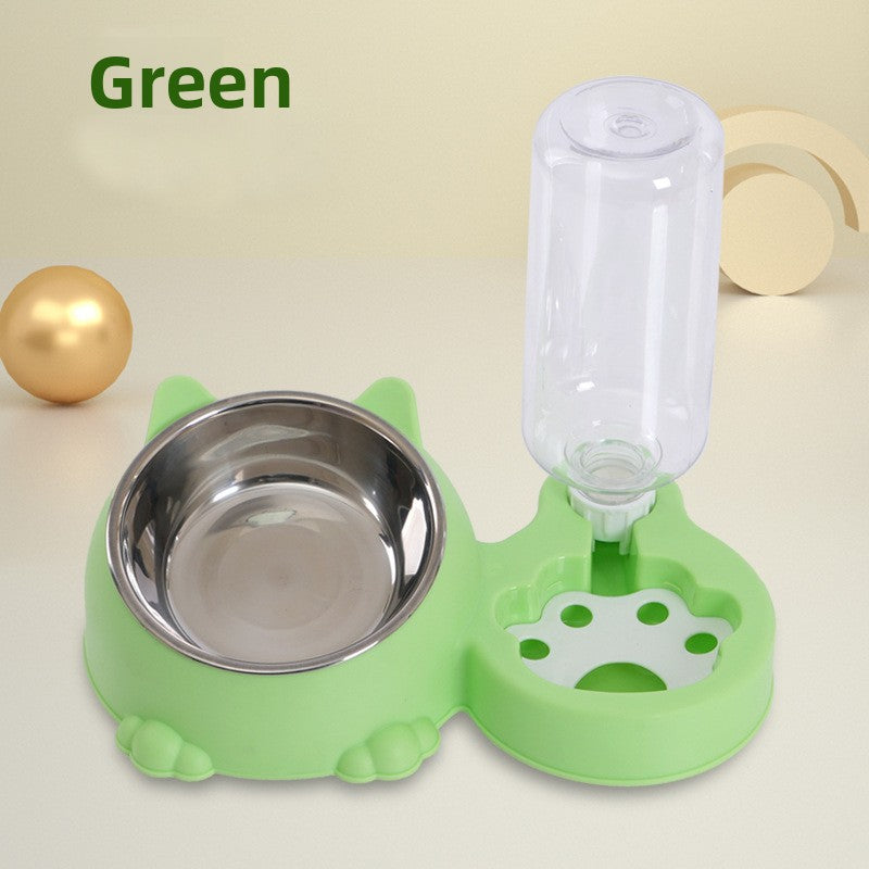 Blue double pet food bowl with water dispenser, view 11