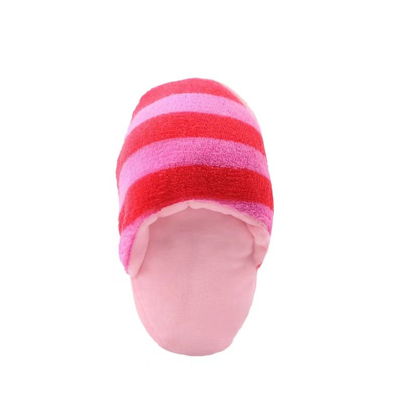 Plush squeaky slipper dog toy for chewing and play, view 8