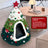 Felt tapered Christmas tree cat nest with hanging toy ball, product image 2