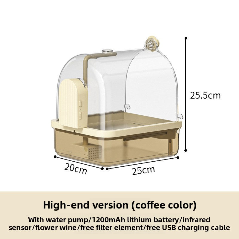 Cage-Mounted Bird Bath Basin with Optional Sensor Version