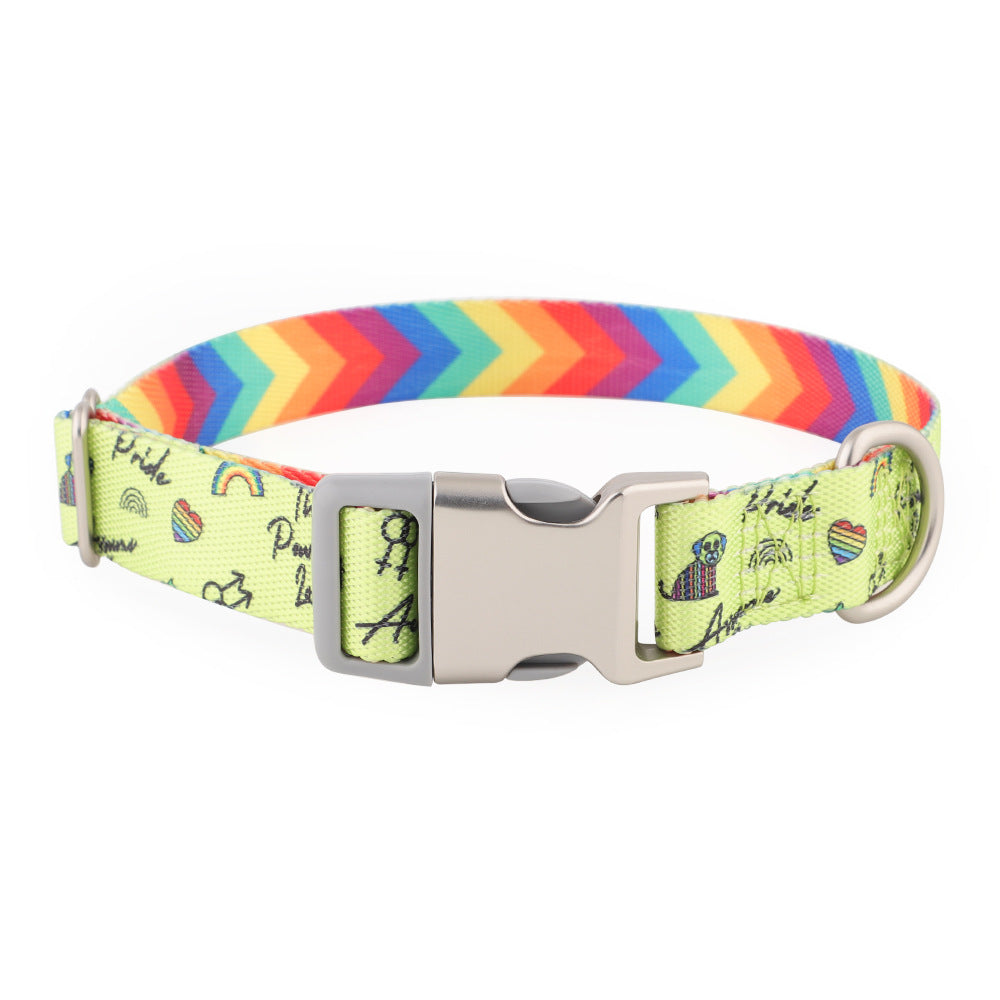 Printed nylon dog collar with colourful pattern, product image 7